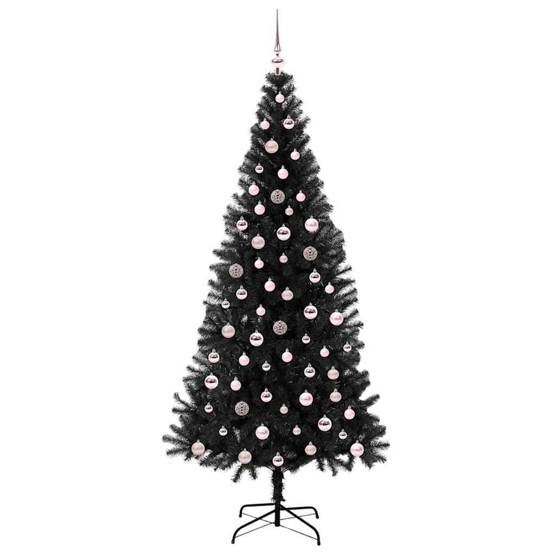 vidaXL Karácsonyfa 300 LED-del állvánnyal Fekete 240 cm PVC