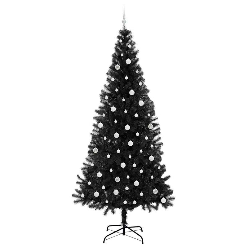 vidaXL Karácsonyfa 300 LED-del állvánnyal Fekete 240 cm PVC