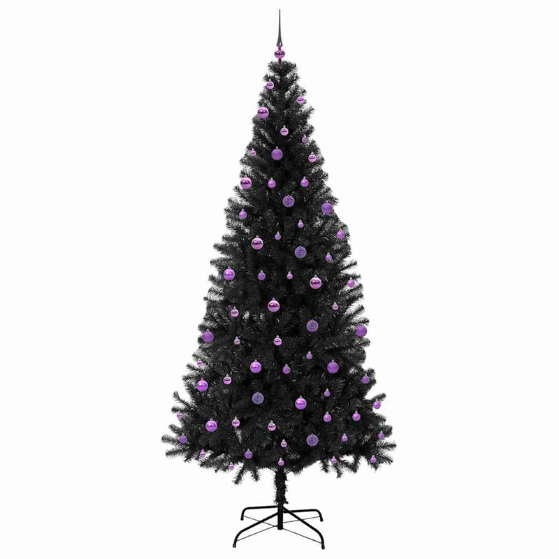 vidaXL Karácsonyfa 300 LED-del állvánnyal Fekete 240 cm PVC