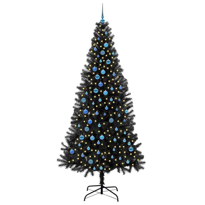 vidaXL Karácsonyfa 300 LED-del állvánnyal Fekete 240 cm PVC
