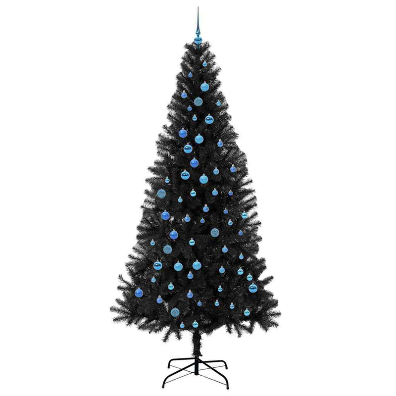 vidaXL Karácsonyfa 300 LED-del állvánnyal Fekete 240 cm PVC