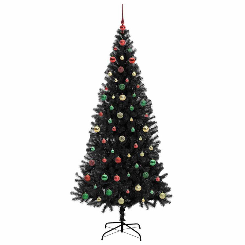 vidaXL Karácsonyfa 300 LED-del állvánnyal Fekete 240 cm PVC