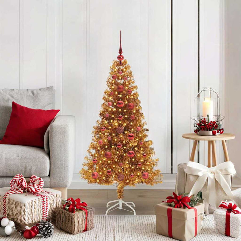 vidaXL Karácsonyfa 150 LED-del állvánnyal Arany 120 cm PET
