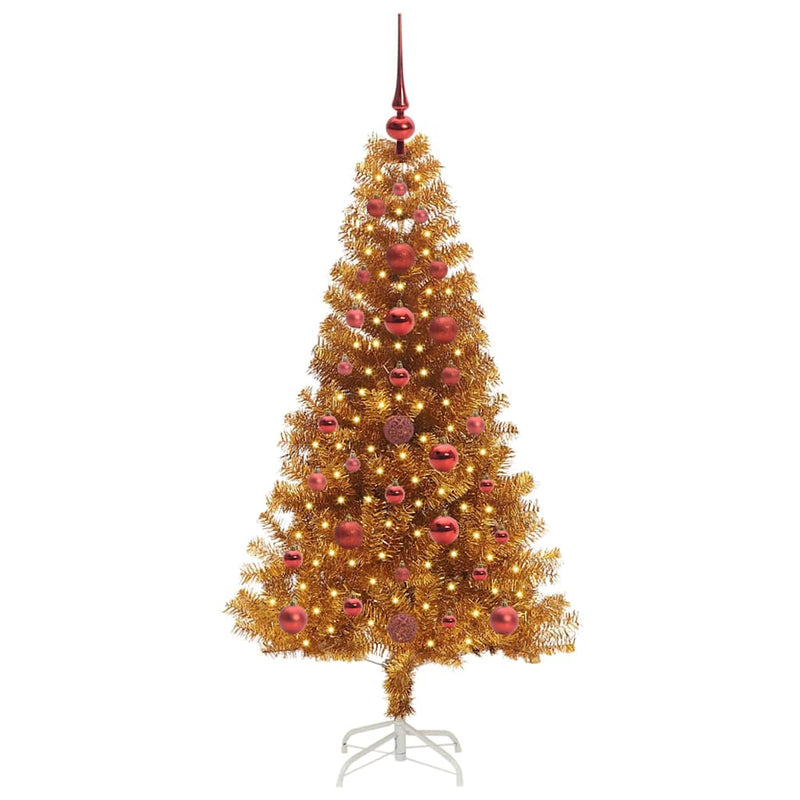 vidaXL Karácsonyfa 150 LED-del állvánnyal Arany 120 cm PET
