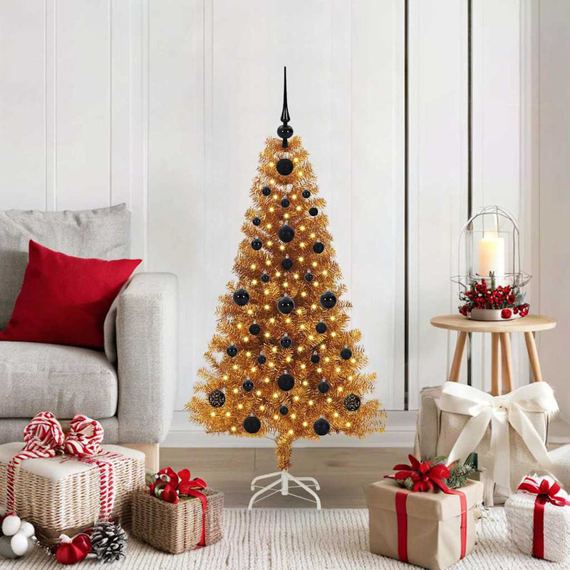 vidaXL Karácsonyfa 150 LED-del állvánnyal Arany 120 cm PET