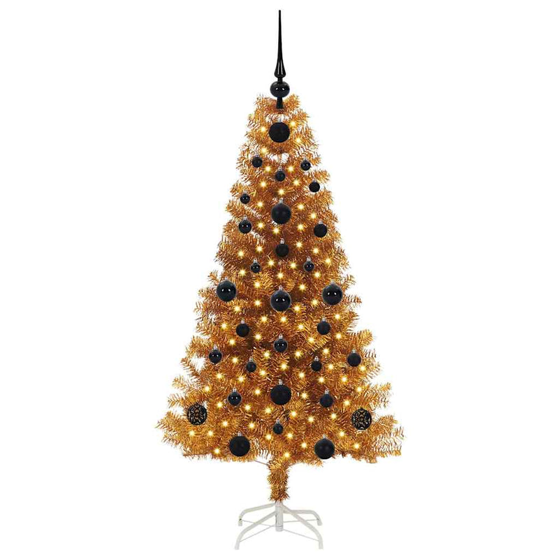 vidaXL Karácsonyfa 150 LED-del állvánnyal Arany 120 cm PET
