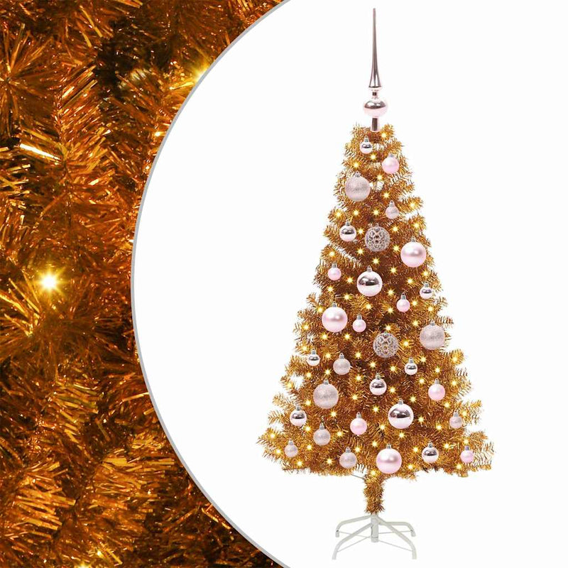vidaXL Karácsonyfa 150 LED-del állvánnyal Arany 120 cm PET