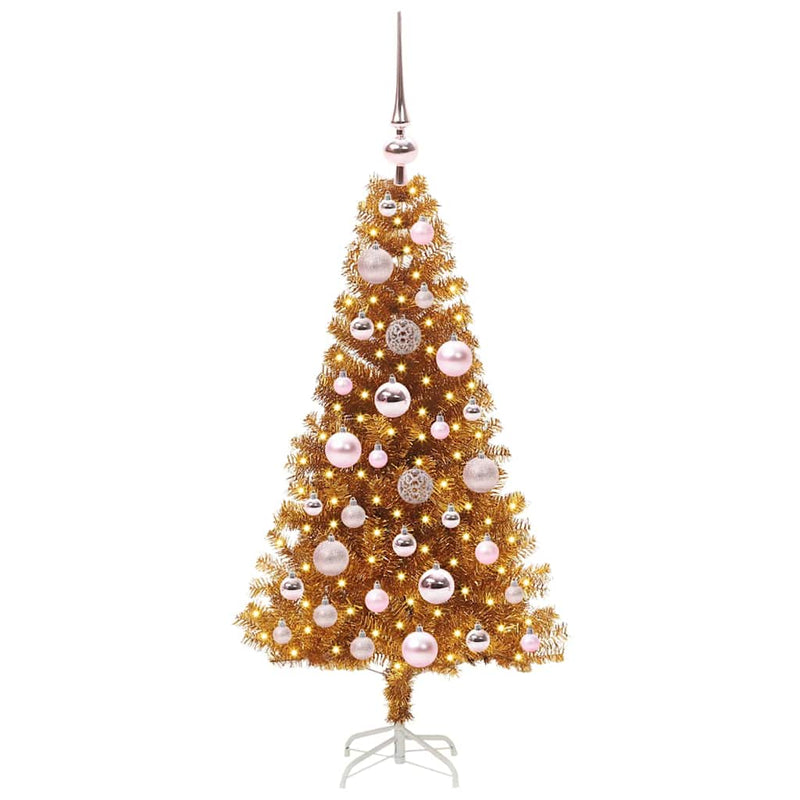 vidaXL Karácsonyfa 150 LED-del állvánnyal Arany 120 cm PET