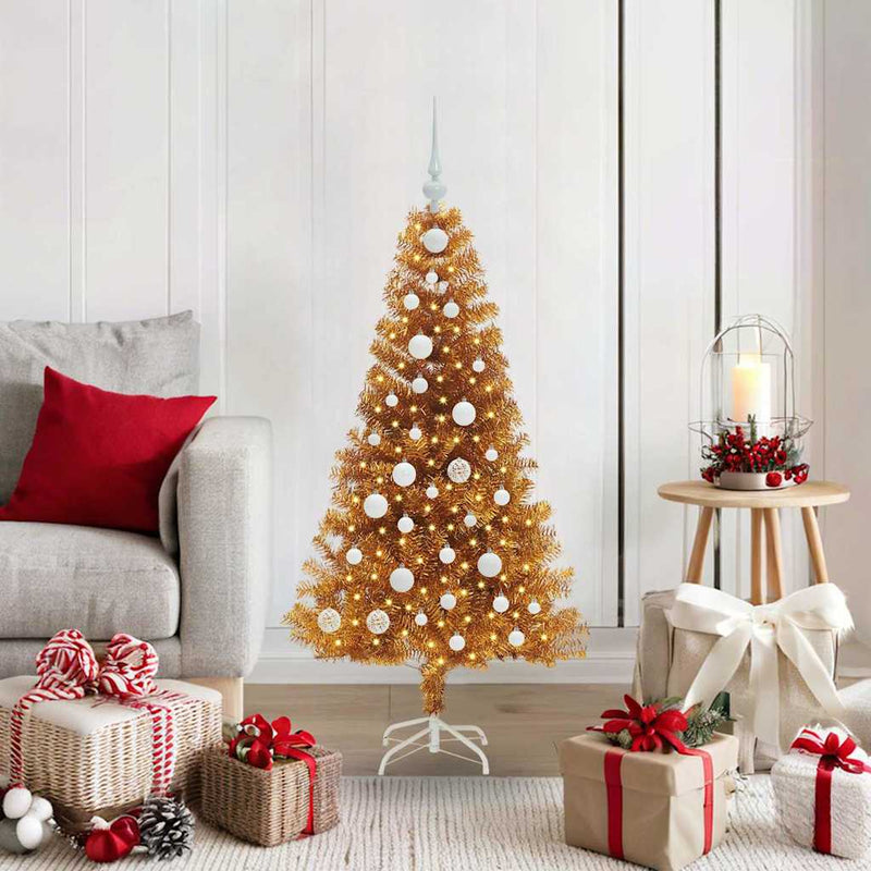 vidaXL Karácsonyfa 150 LED-del állvánnyal Arany 120 cm PET