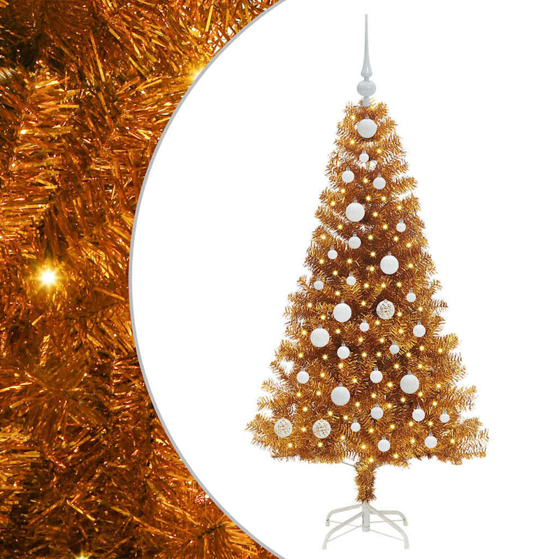 vidaXL Karácsonyfa 150 LED-del állvánnyal Arany 120 cm PET