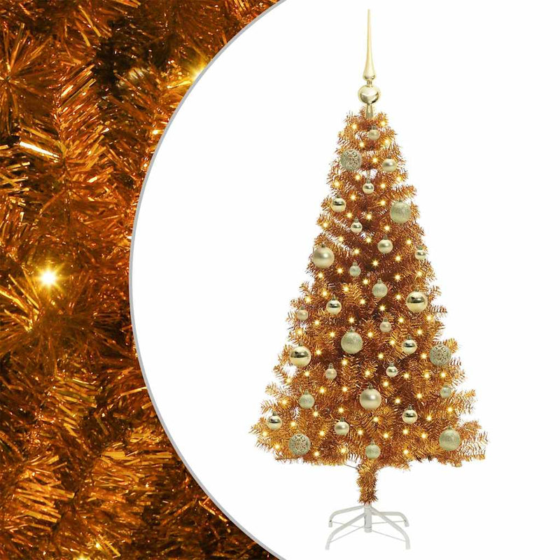 vidaXL Karácsonyfa 150 LED-del állvánnyal Arany 120 cm PET