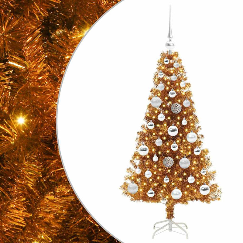 vidaXL Karácsonyfa 150 LED-del állvánnyal Arany 120 cm PET