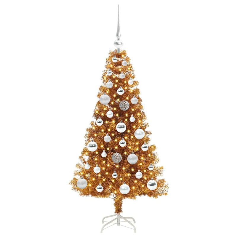 vidaXL Karácsonyfa 150 LED-del állvánnyal Arany 120 cm PET
