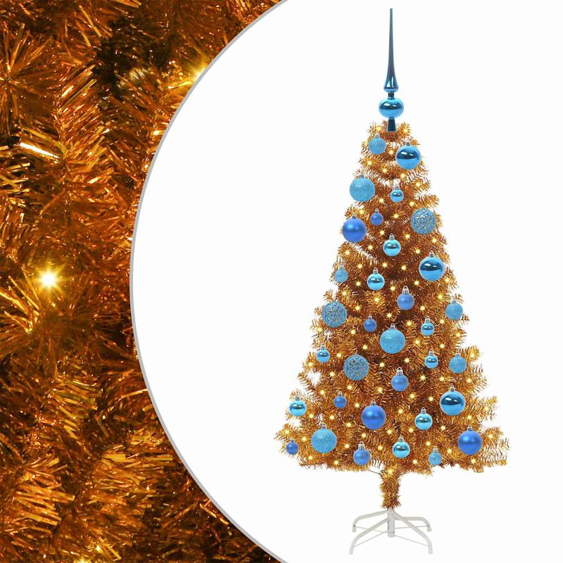 vidaXL Karácsonyfa 150 LED-del állvánnyal Arany 120 cm PET