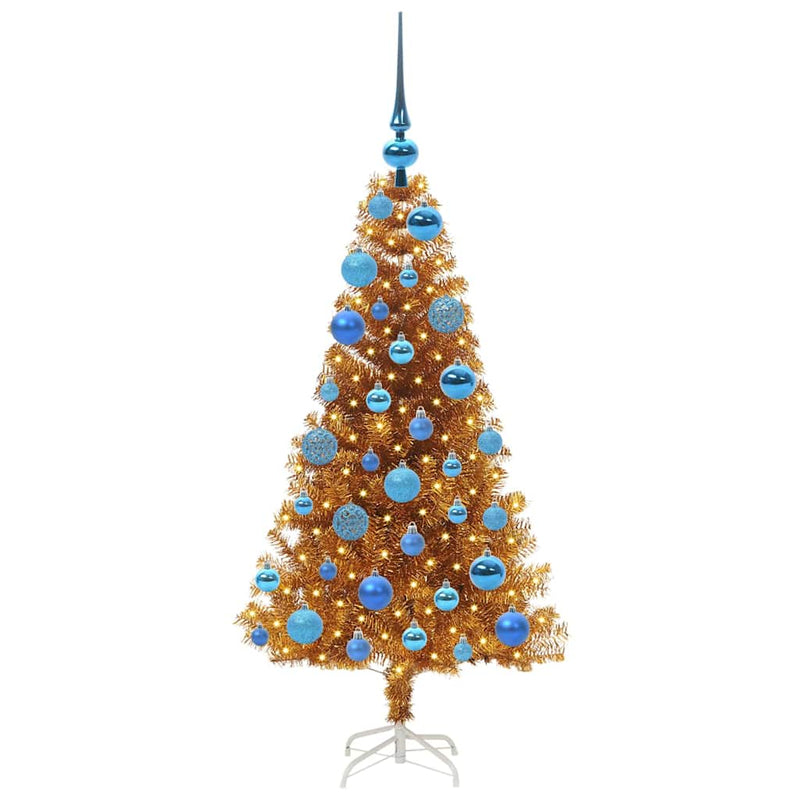 vidaXL Karácsonyfa 150 LED-del állvánnyal Arany 120 cm PET