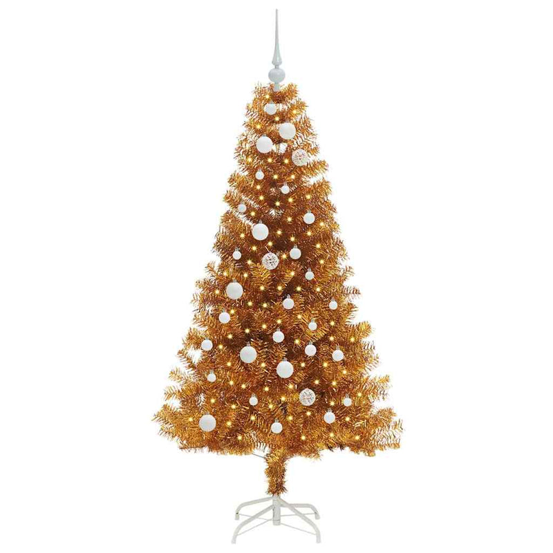 vidaXL Karácsonyfa 150 LED-del állvánnyal Arany 150 cm PET