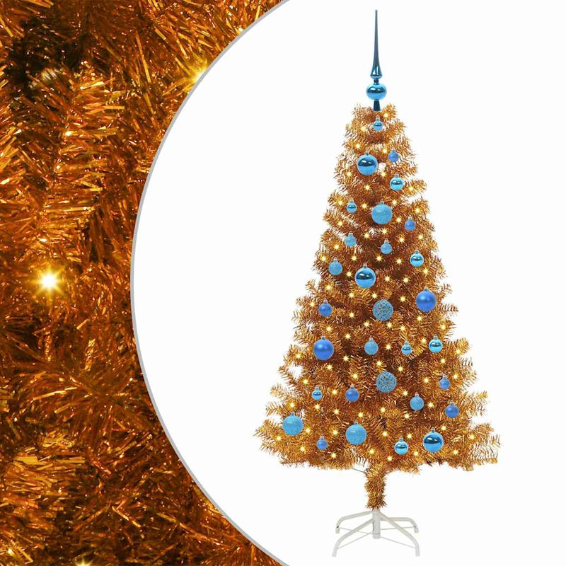 vidaXL Karácsonyfa 150 LED-del állvánnyal Arany 150 cm PET