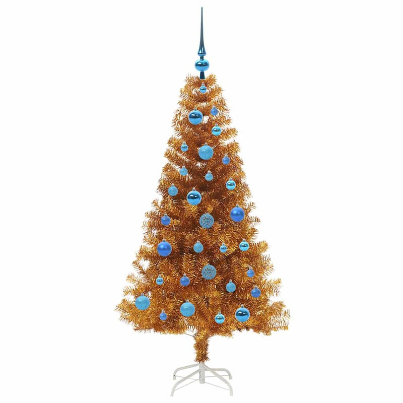 vidaXL Karácsonyfa 150 LED-del állvánnyal Arany 150 cm PET