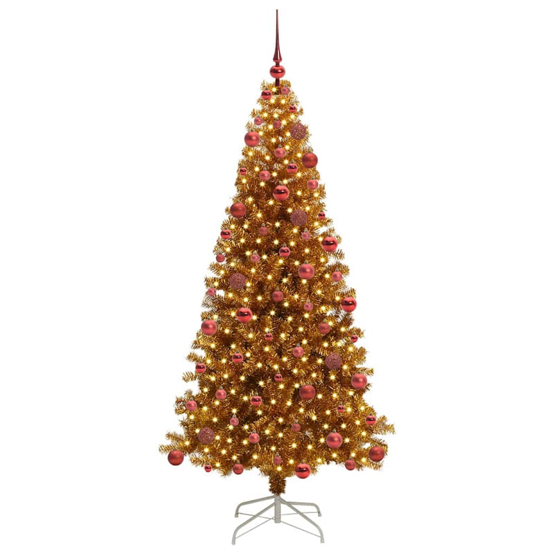 vidaXL Karácsonyfa 300 LED-del állvánnyal Arany 180 cm PET