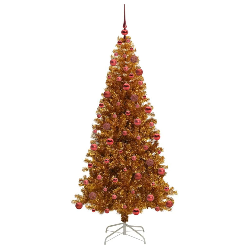 vidaXL Karácsonyfa 300 LED-del állvánnyal Arany 180 cm PET