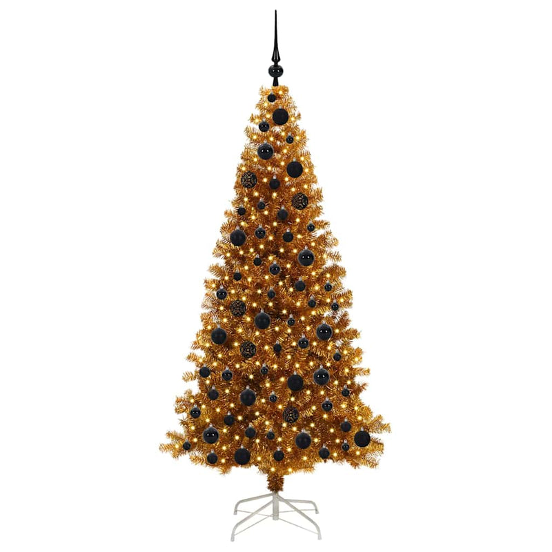 vidaXL Karácsonyfa 300 LED-del állvánnyal Arany 180 cm PET