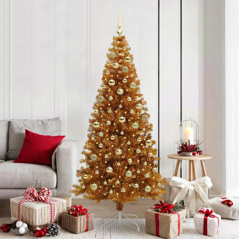 vidaXL Karácsonyfa 300 LED-del állvánnyal Arany 180 cm PET