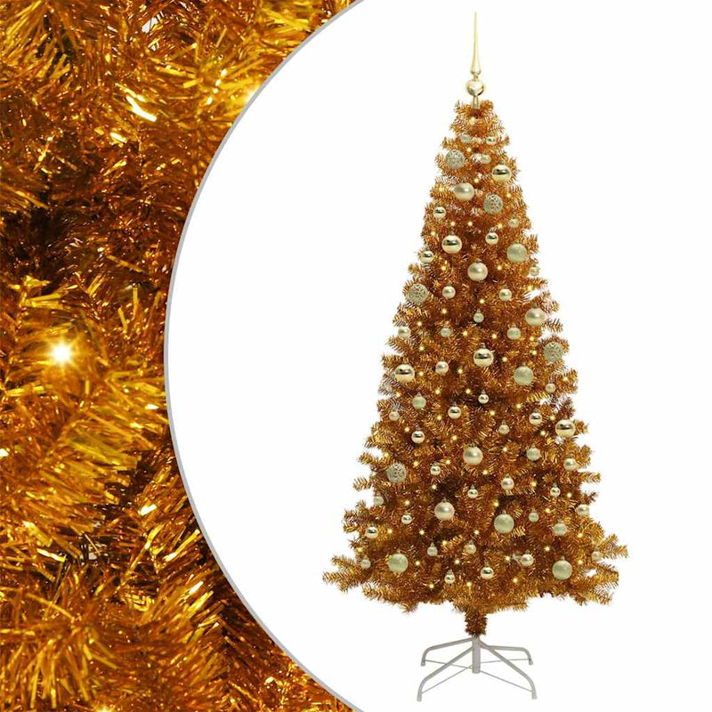 vidaXL Karácsonyfa 300 LED-del állvánnyal Arany 180 cm PET