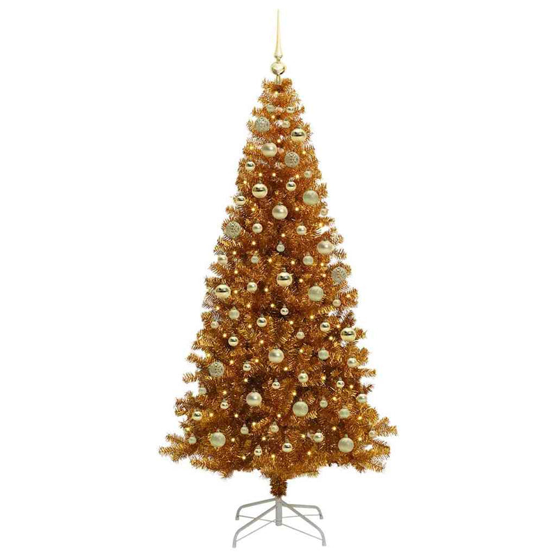 vidaXL Karácsonyfa 300 LED-del állvánnyal Arany 180 cm PET