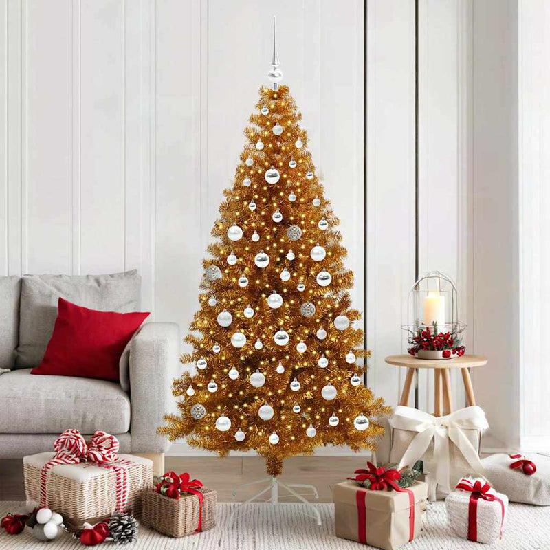 vidaXL Karácsonyfa 300 LED-del állvánnyal Arany 180 cm PET