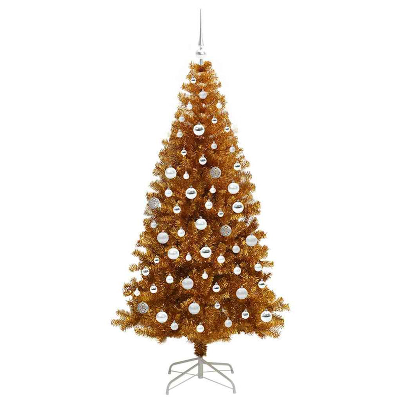 vidaXL Karácsonyfa 300 LED-del állvánnyal Arany 180 cm PET