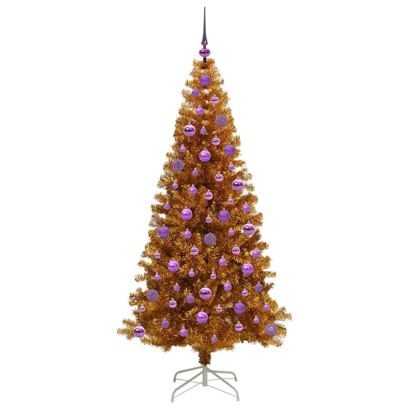 vidaXL Karácsonyfa 300 LED-del állvánnyal Arany 180 cm PET