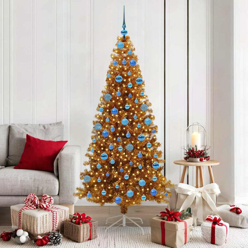 vidaXL Karácsonyfa 300 LED-del állvánnyal Arany 180 cm PET