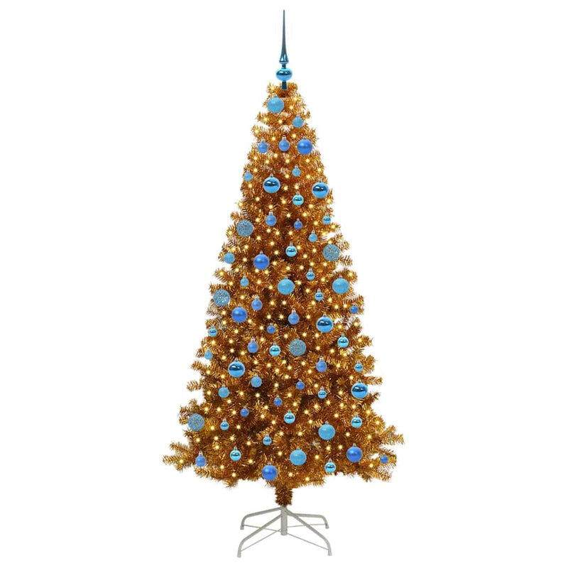 vidaXL Karácsonyfa 300 LED-del állvánnyal Arany 180 cm PET