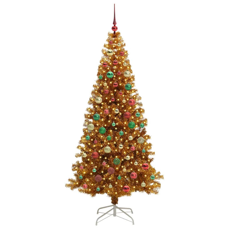 vidaXL Karácsonyfa 300 LED-del állvánnyal Arany 180 cm PET