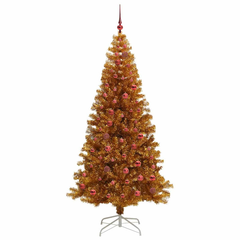 vidaXL Karácsonyfa 300 LED-del állvánnyal Arany 210 cm PET