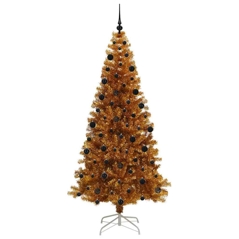 vidaXL Karácsonyfa 300 LED-del állvánnyal Arany 210 cm PET