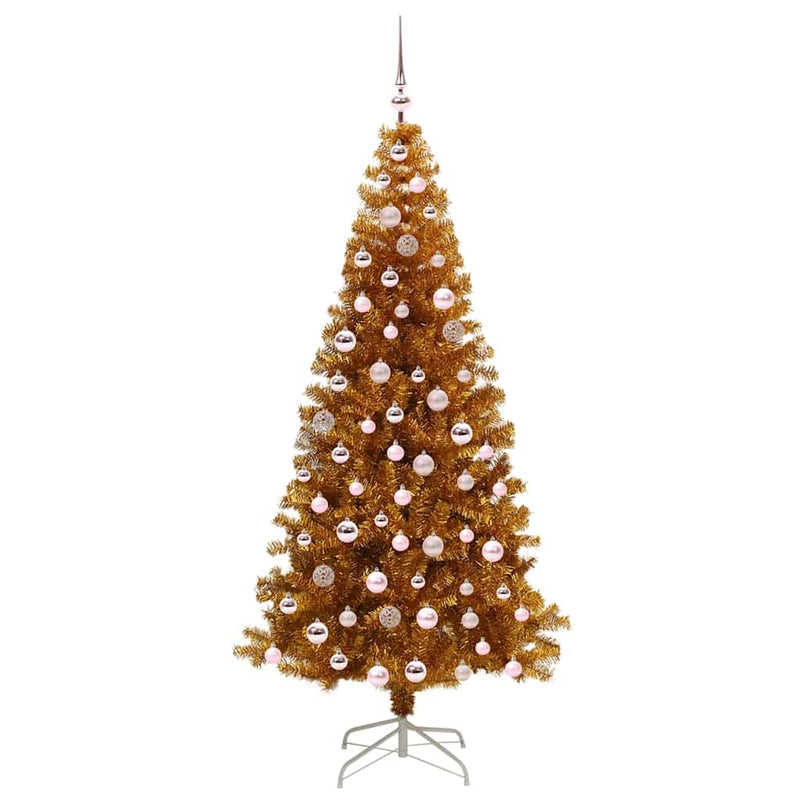 vidaXL Karácsonyfa 300 LED-del állvánnyal Arany 210 cm PET
