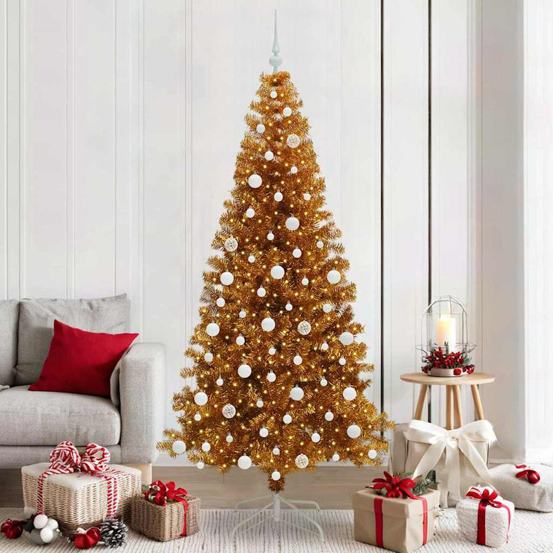 vidaXL Karácsonyfa 300 LED-del állvánnyal Arany 210 cm PET