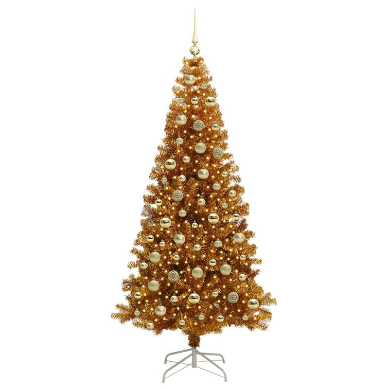 vidaXL Karácsonyfa 300 LED-del állvánnyal Arany 210 cm PET
