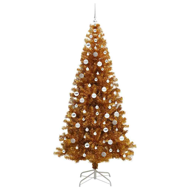 vidaXL Karácsonyfa 300 LED-del állvánnyal Arany 210 cm PET