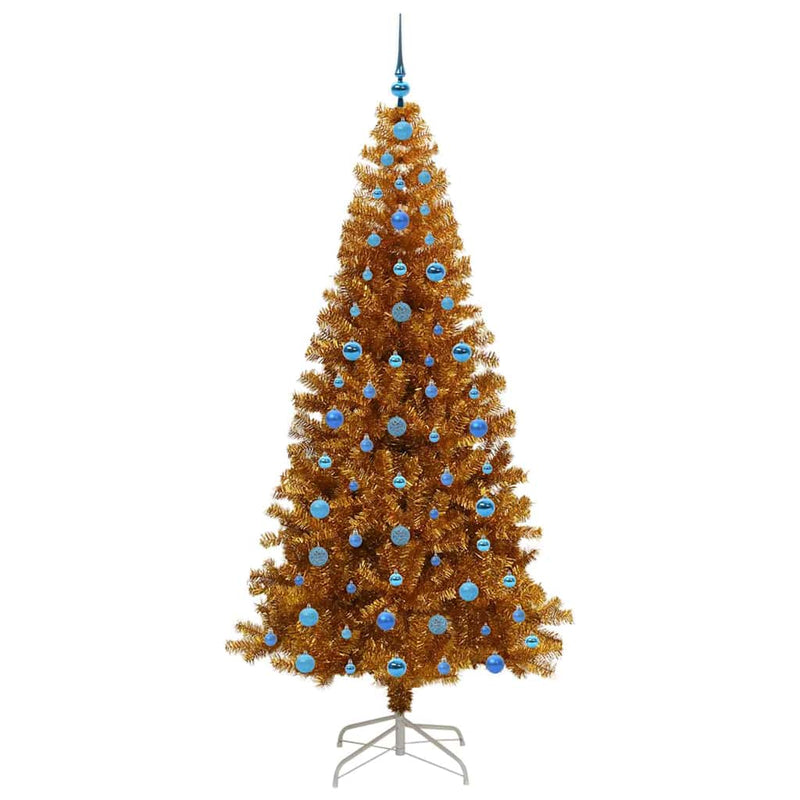 vidaXL Karácsonyfa 300 LED-del állvánnyal Arany 210 cm PET