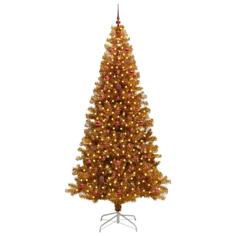 vidaXL Karácsonyfa 300 LED-del állvánnyal Arany 240 cm PET