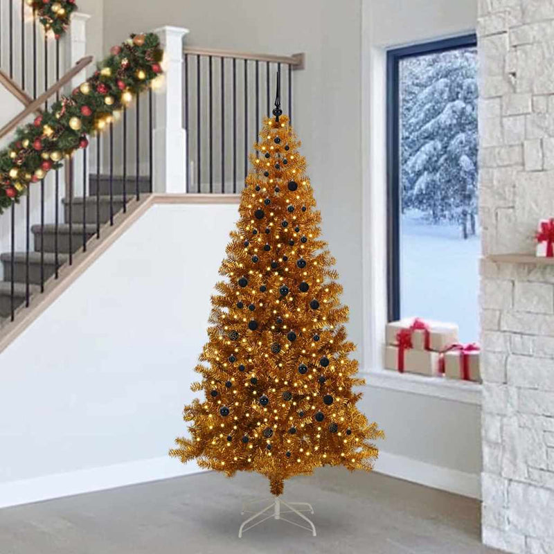 vidaXL Karácsonyfa 300 LED-del állvánnyal Arany 240 cm PET