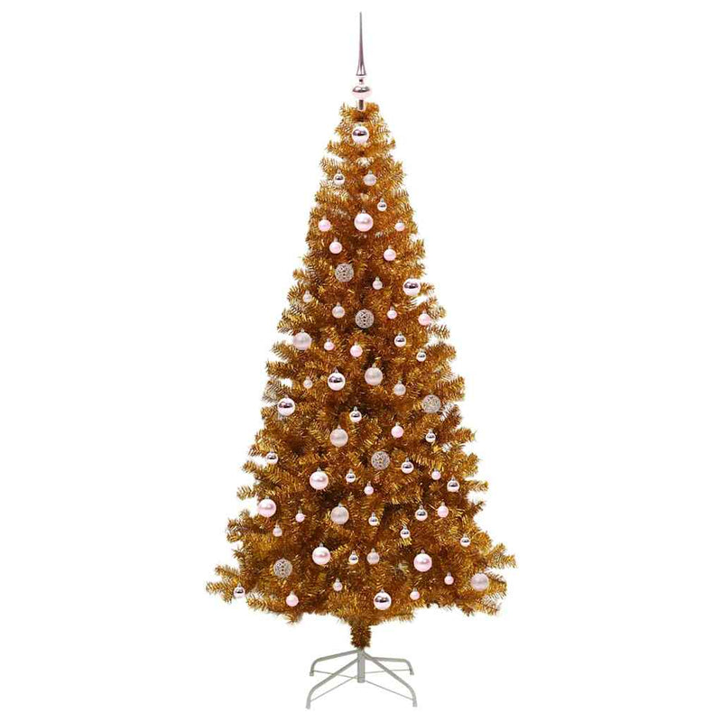 vidaXL Karácsonyfa 300 LED-del állvánnyal Arany 240 cm PET