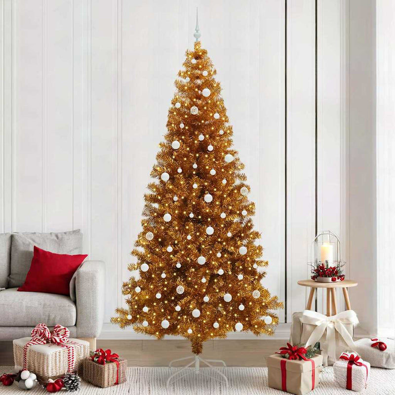 vidaXL Karácsonyfa 300 LED-del állvánnyal Arany 240 cm PET
