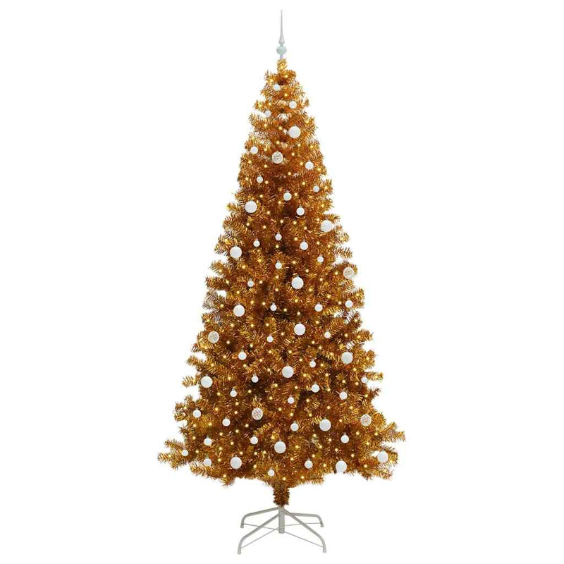 vidaXL Karácsonyfa 300 LED-del állvánnyal Arany 240 cm PET