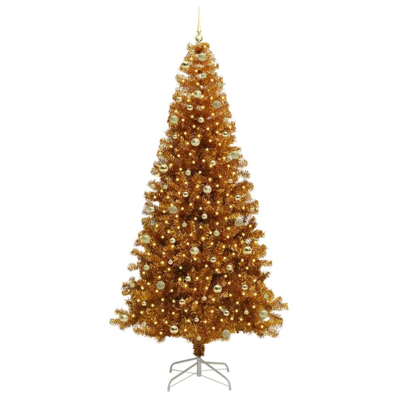 vidaXL Karácsonyfa 300 LED-del állvánnyal Arany 240 cm PET