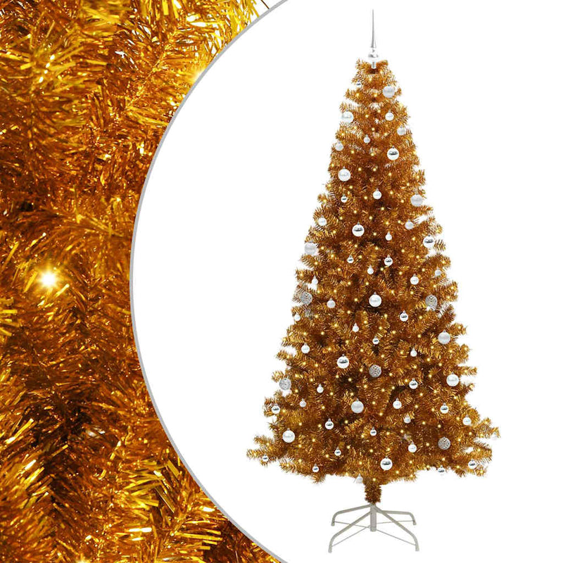 vidaXL Karácsonyfa 300 LED-del állvánnyal Arany 240 cm PET
