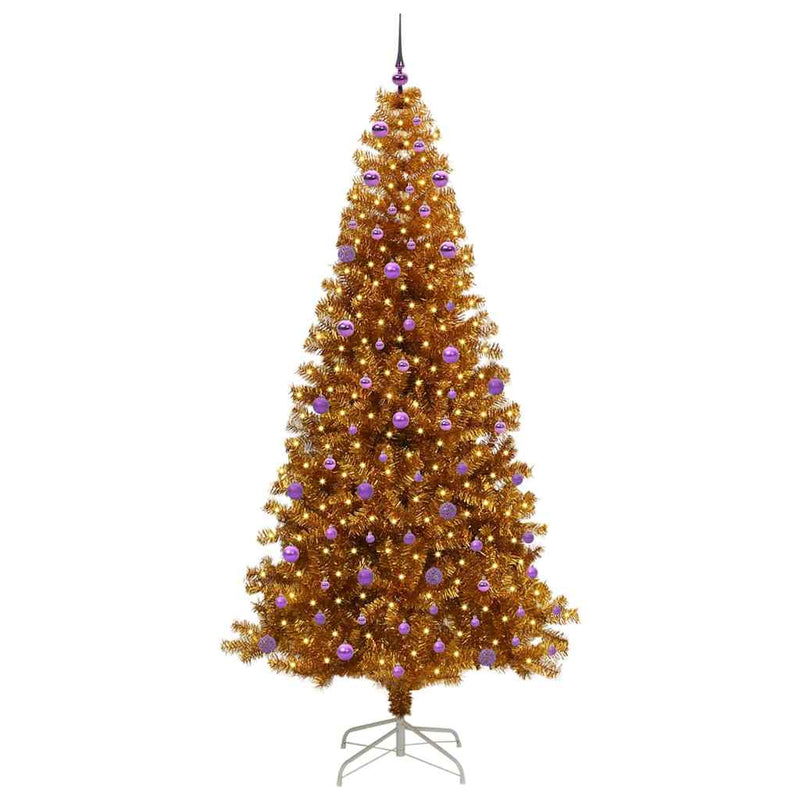vidaXL Karácsonyfa 300 LED-del állvánnyal Arany 240 cm PET
