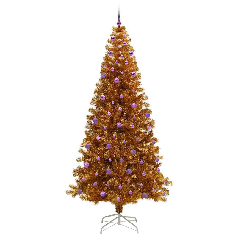 vidaXL Karácsonyfa 300 LED-del állvánnyal Arany 240 cm PET